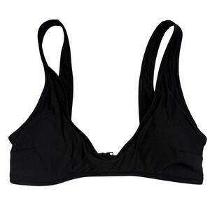 NWT Aerie Scoop Neck Bikini Top Black Removable Padding Straps Swimwear Sz M